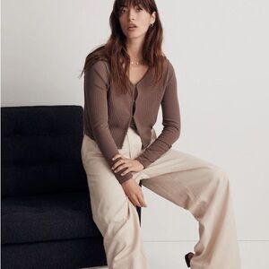 NWT Madewell Brown Ribbed Crop Cardigan